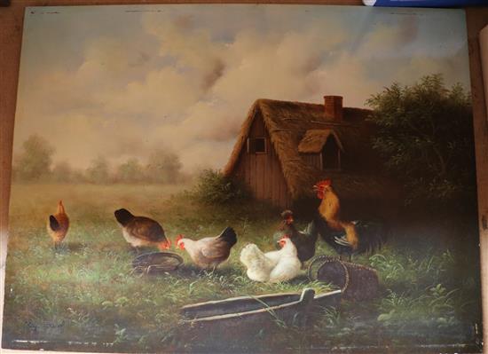 Ray Jacob- oil on board, chickens